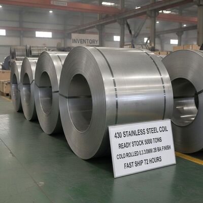 430 Edelstahlspule mit 5000 Tonnen Lagerbestand und 72 Stunden schneller Versand in 2B BA Finish