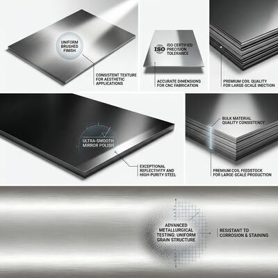 Mirror-Finished 304 Stainless Steel Sheet 8K Polished Decorative Elevator Cladding